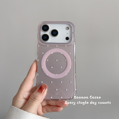 BananaCase韩国ins温柔粉白波点磁吸壳适用iPhone17promax手机壳16pro苹果15promax光面13/14pro防摔保护套硬
