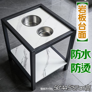 包邮麻将机带缸岩板小茶几桌棋牌室茶楼茶水架台边几角几防水放烫