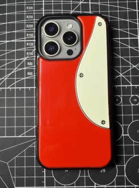 电吉他实木定制吉他摇滚手机壳硝基漆手工复古做旧苹果全系防摔壳