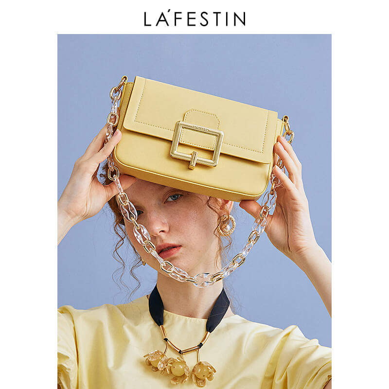 拉菲斯汀包包2020新款潮粗链条单肩腋下小方包女夏季百搭斜挎女包