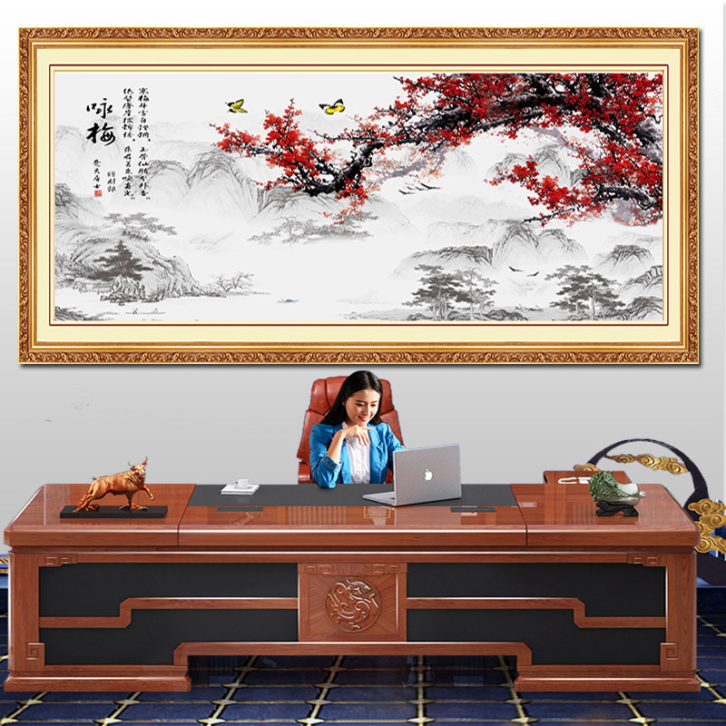 梅花咏梅红梅装饰画客厅中式