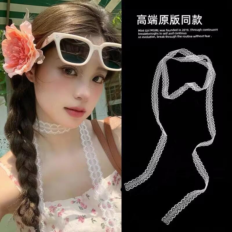 纯欲白色蕾丝叠戴锁骨链