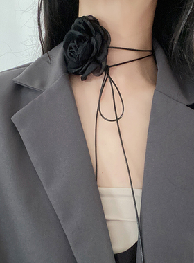 绢纱花朵晚宴系带项链锁骨链颈链