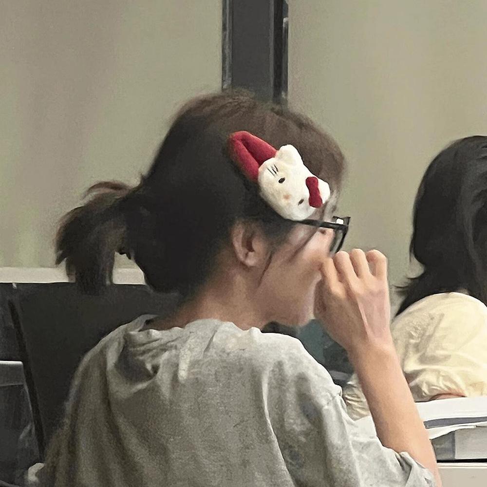 HelloKitty猫头饰发圈发夹边夹子女后脑勺2025新款可爱卡通毛绒
