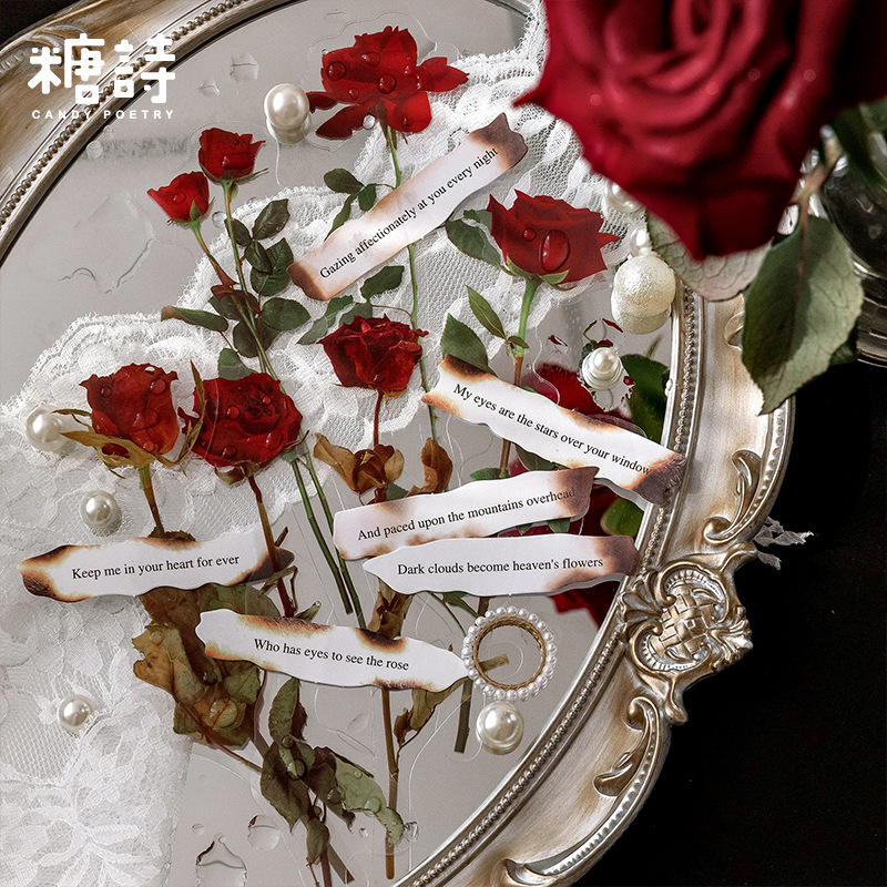 糖诗防水大贴纸包植物与诗INS风花卉玫瑰DIY素材装饰贴画郁金香图片