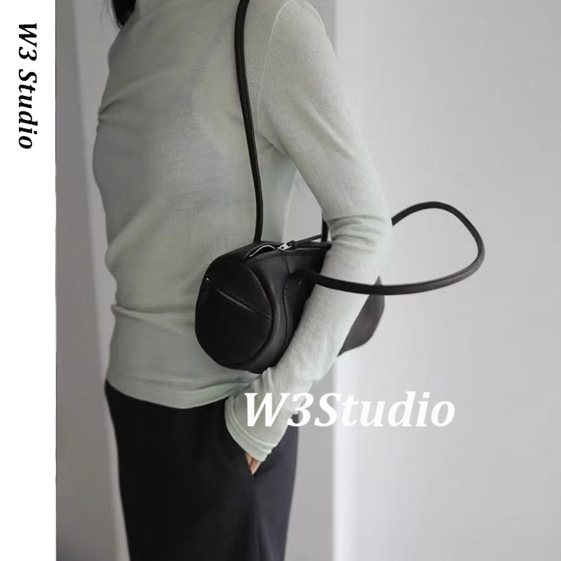 333Studio日本小众aeta圆筒包复古头层牛皮大容量简约通勤单肩包