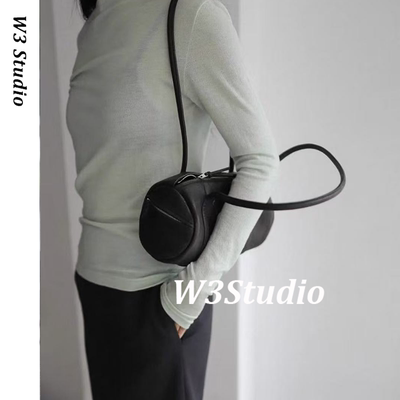 W3Studio日本小众aeta圆筒包复古头层牛皮大容量简约通勤单肩包