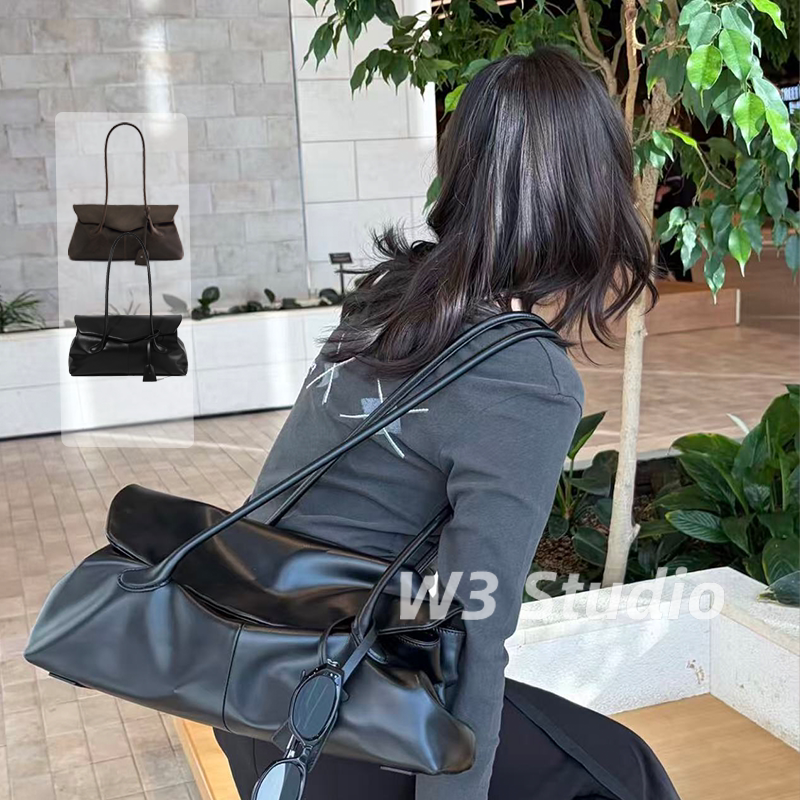 汉南洞小姨韩国小众LC极简大容量头层牛皮单肩包百搭通勤托特包