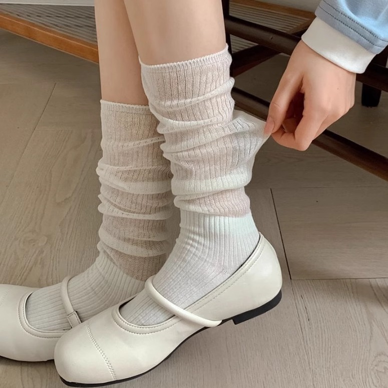 纯色简约堆堆可穿女士小腿袜
