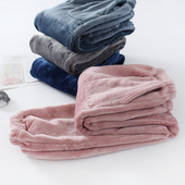 珊瑚绒睡裤 女冬加厚加绒收口束腿大码 宽松居家 特厚 法兰绒暖暖裤