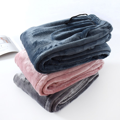 特厚保暖宽松直筒休闲珊瑚绒睡裤