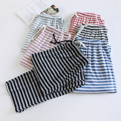 莫代尔棉睡裤 休闲直筒长裤 女夏条纹薄款 舒适家居裤 宽松春秋季 新款