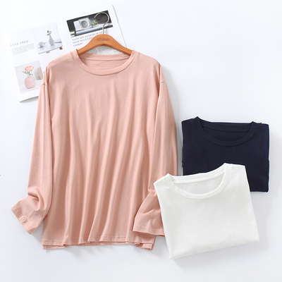 春秋季纯棉长袖t恤居家全棉睡衣