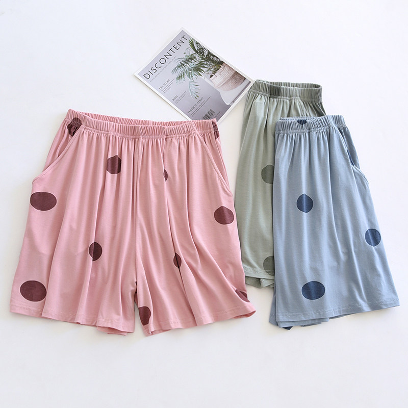 莫代尔女冰丝韩版圆点短裤家居裤图片