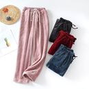 直筒平口散腿珊瑚绒家居裤 居家宽松大码 子女秋冬睡裤 加厚法兰绒裤