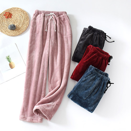 加厚宽松大码直筒珊瑚绒家居裤