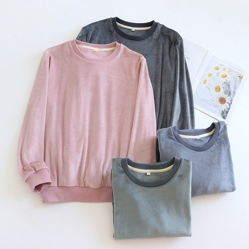 薄款海岛绒情侣家居上衣