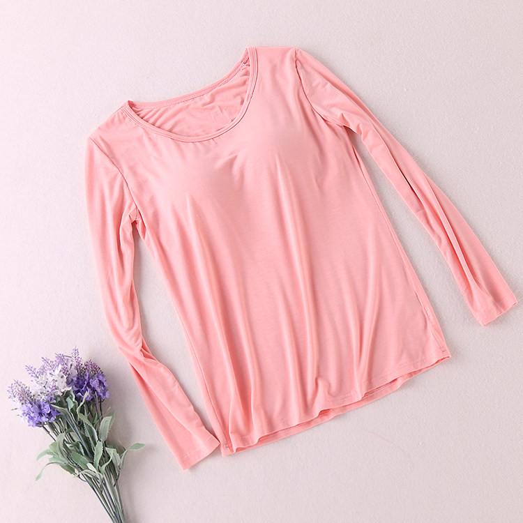 新款女士秋季莫代尔棉带胸垫长袖T恤秋衣女薄款 单件家居睡衣上衣|ruв категории Нижнее белье, пижамы. - от Buy2taobao.com для оказания профессиональной услуги покупки агента Taobao