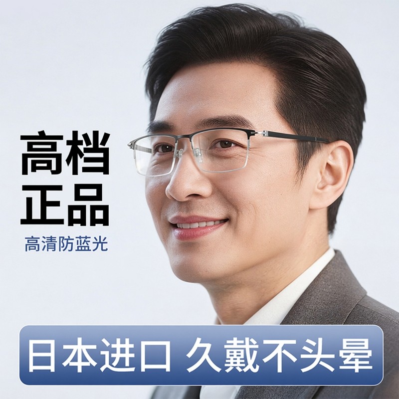 日本进口老花镜防蓝光老花眼镜男原装品牌高档正品官方旗舰店超轻