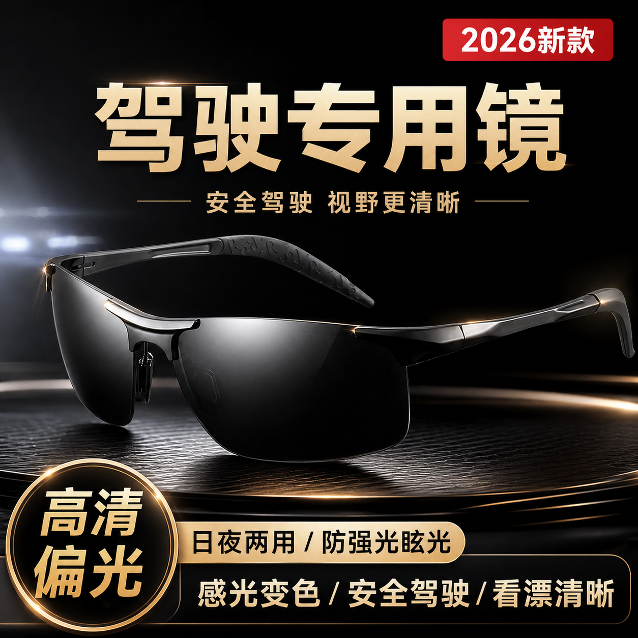 驾驶开车专用墨镜男款2026新款高清偏光太阳眼镜感光变色防紫外线