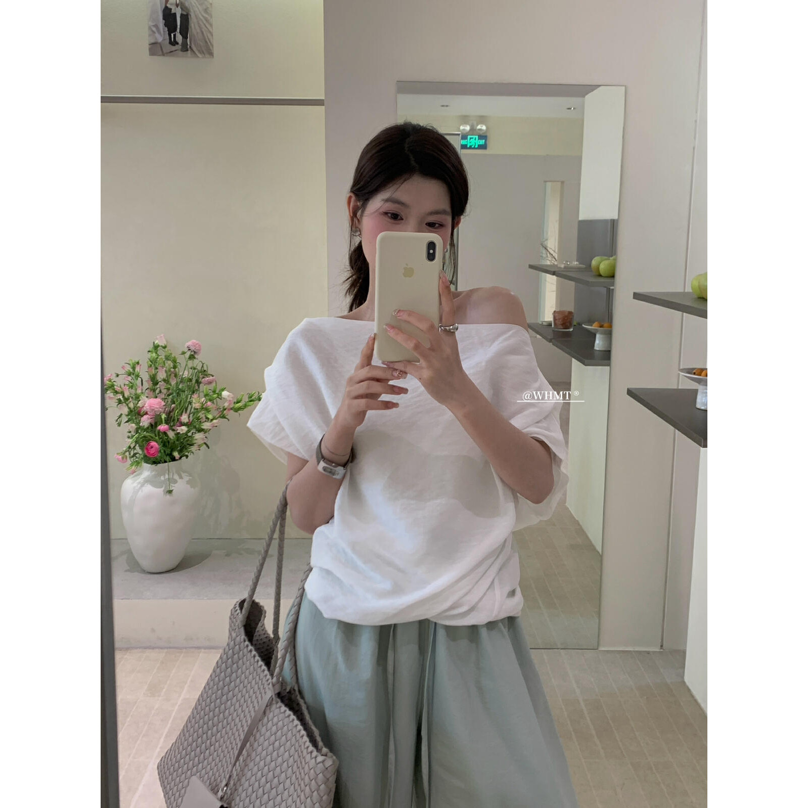 清仓韩系荡领舒适小个子小衫上衣