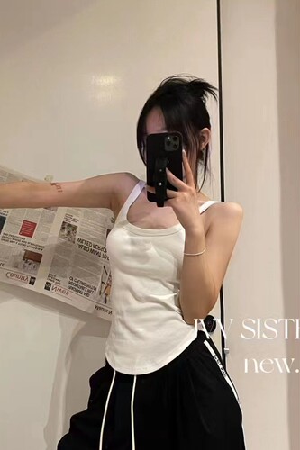 JVV性感后背字母印花背心