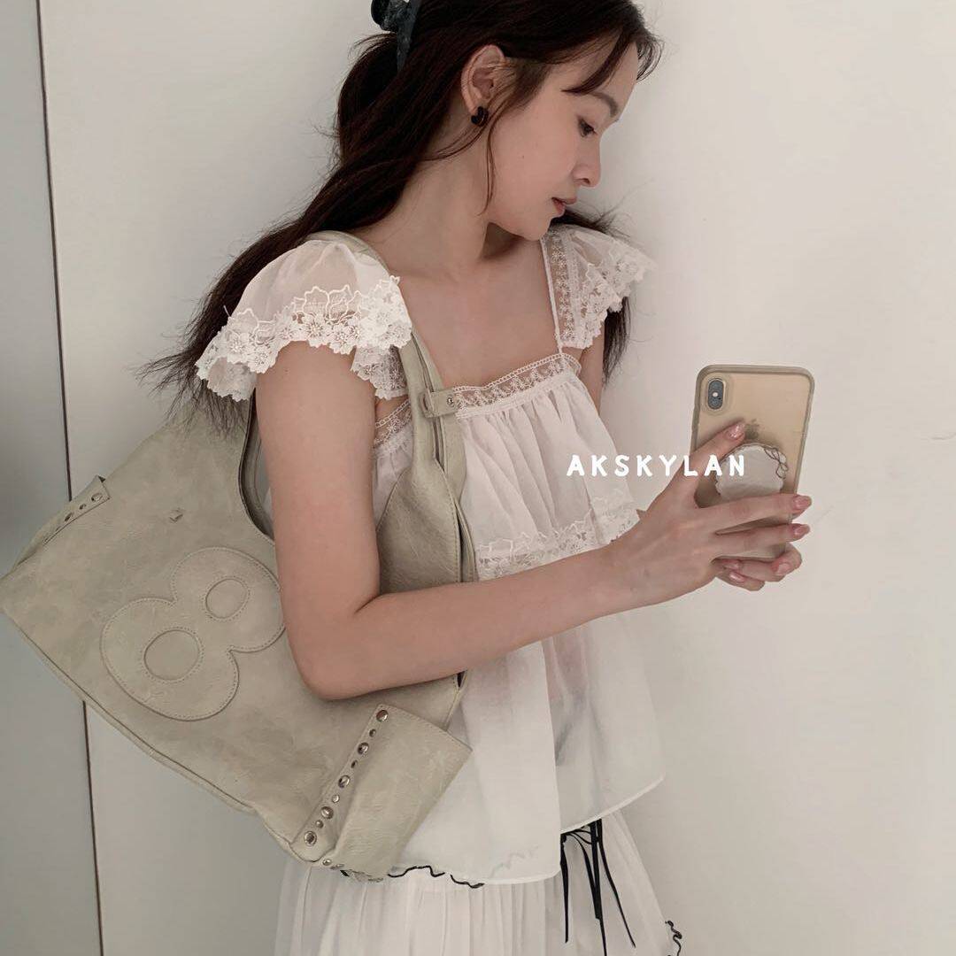 清仓现货甜美蕾丝花边吊带上衣