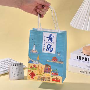 青岛礼物伴手礼手提袋送朋友同事手办礼定制小号包装 袋