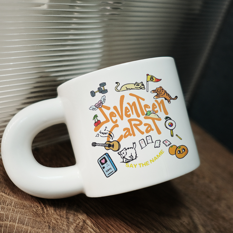 seventeen周边carat卡通马克杯陶瓷情侣办公室咖啡杯子胖胖杯