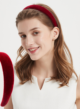 永久经典款高品质百搭海绵宽边时尚简约丝绒天鹅绒发箍发夹