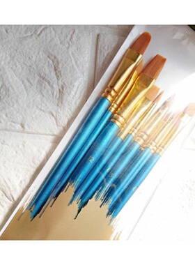 PPSOAP 十支装蓝色杆尼龙毛水粉水彩油画笔套装美术 手工皂填色笔