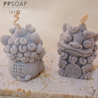 PPSOAP硅胶手工皂模具蜡烛石膏香薰模DIY材料喜庆新年石狮子LV123