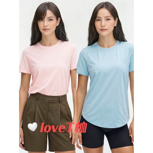 专柜新款love同款女士圆领短袖Tt恤正肩圆弧下摆显瘦百搭匹马棉夏