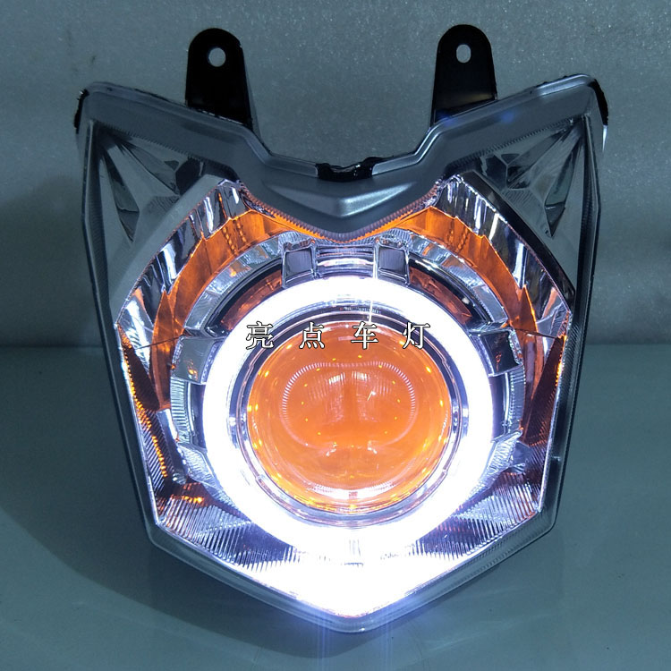 适用雅马哈天剑150ZJYM150-8大灯总成改LED双光透镜氙气灯天使眼