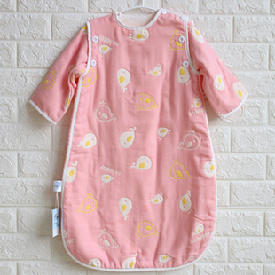 纯棉纱布睡袋婴儿宝宝儿童防踢被6层秋冬暖气房长度工厂可定制