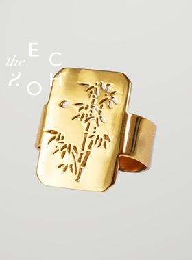 theECHO唤应「竹月 」镀金 小众设计 国风 轻奢小众 开口 戒指女