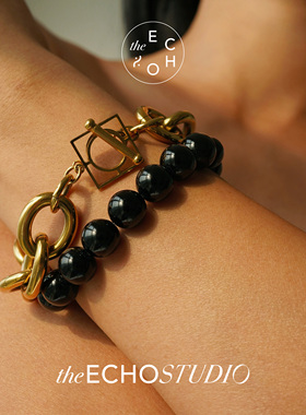 theECHO唤应「方圆 」镀金 黑玛瑙 轻奢小众 精致 串珠 手链 女