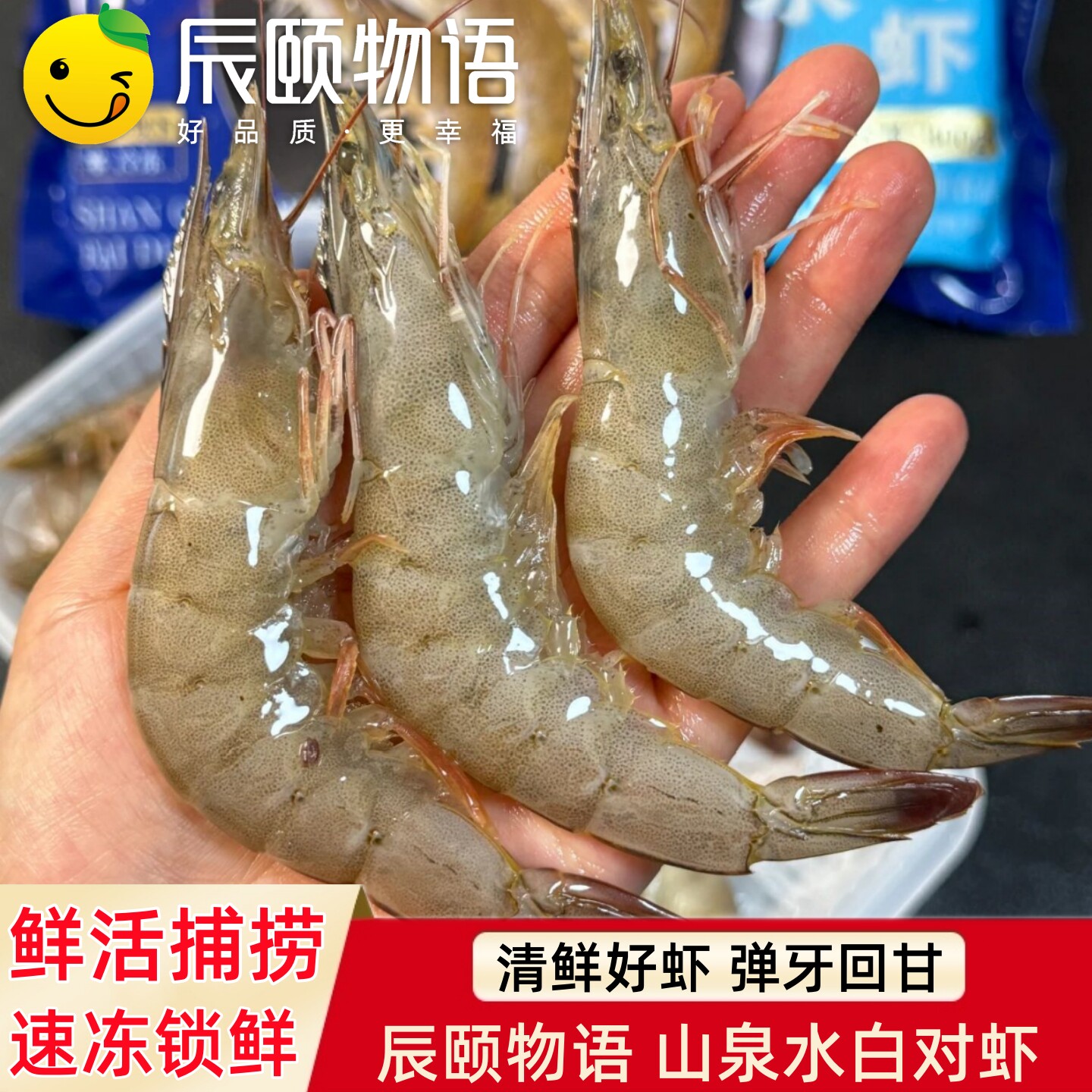 辰颐物语严选山泉水白对虾南美白虾基围虾海虾对虾类冻虾现捞海鲜