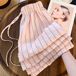 粉色碎花阔腿裤女新款夏季韩系高腰直筒宽松小个子拖地休闲裤