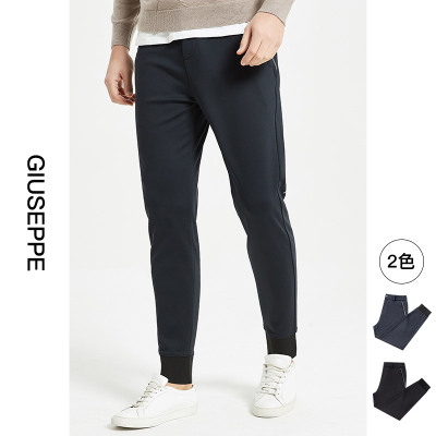 男士休闲裤秋冬宽松运动裤束脚卫裤光滑松紧腰休闲九分裤