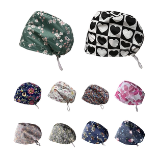 护士帽医生帽男女透气手术室工作帽碎花印花医护帽子