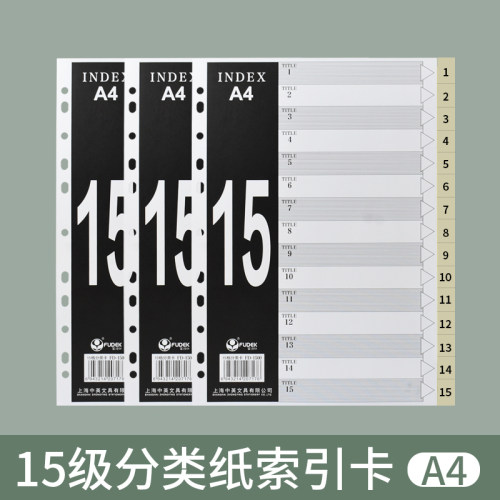 富得快11孔分类纸15页塑料分类页