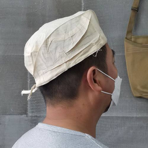 炊事圆帽医生帽护士帽子实验帽本白色帽卫生帽本白纯棉布工作帽