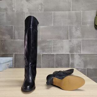 87文工团皮靴女高筒皮靴靴子真皮直筒靴长筒皮靴女长靴显瘦马靴