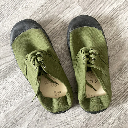 老货70.80年代黑胶防油低腰解放鞋绿胶鞋工作防滑鞋帆布鞋