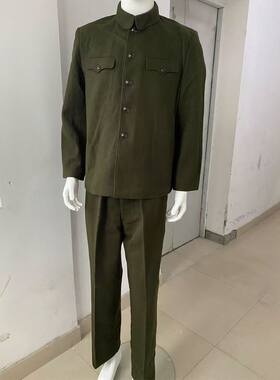 老式收藏正品65呢子中山领套装