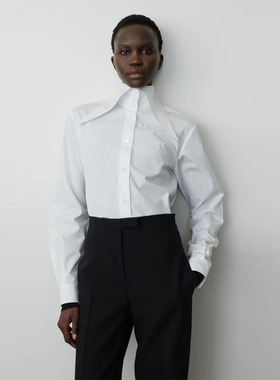 THERSTUDIO ROW大翻领衬衫极简小众设计百搭方领长袖衬衣白色上衣