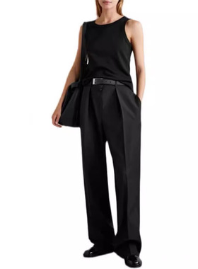 THERSTUDIO ROW摩登极简立体西裤精仿羊毛腰直筒裤黑色休闲裤女