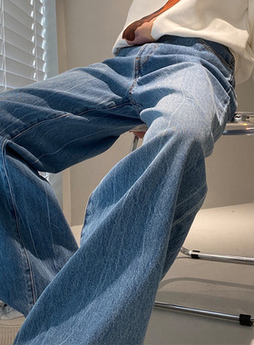 THERSTUDIO ROW裤2024年春季新款宽松做旧斑驳直筒阔腿牛仔裤