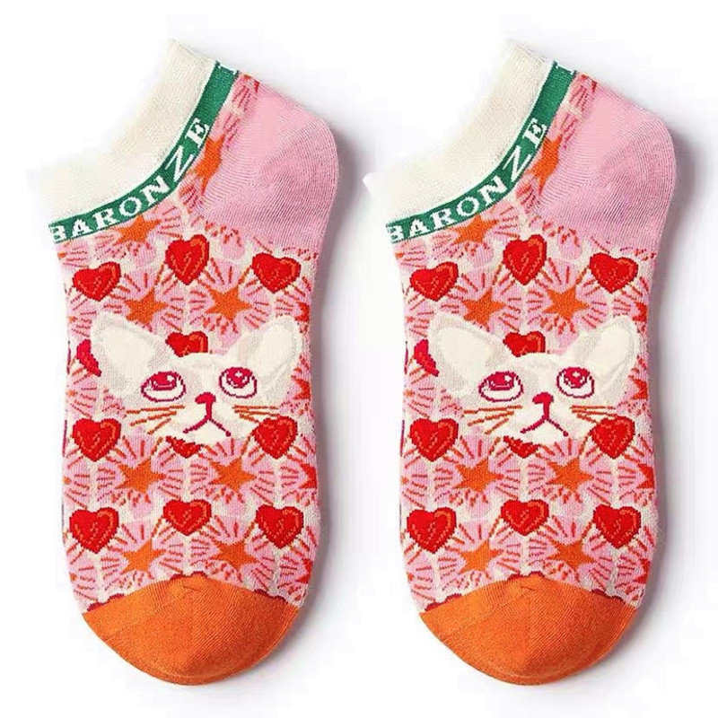 CRAZYSOX 체크 무늬 귀여운 고양이 스포츠 다재다능한 스트리트 패션 남성과 여성을 위한 면 기능